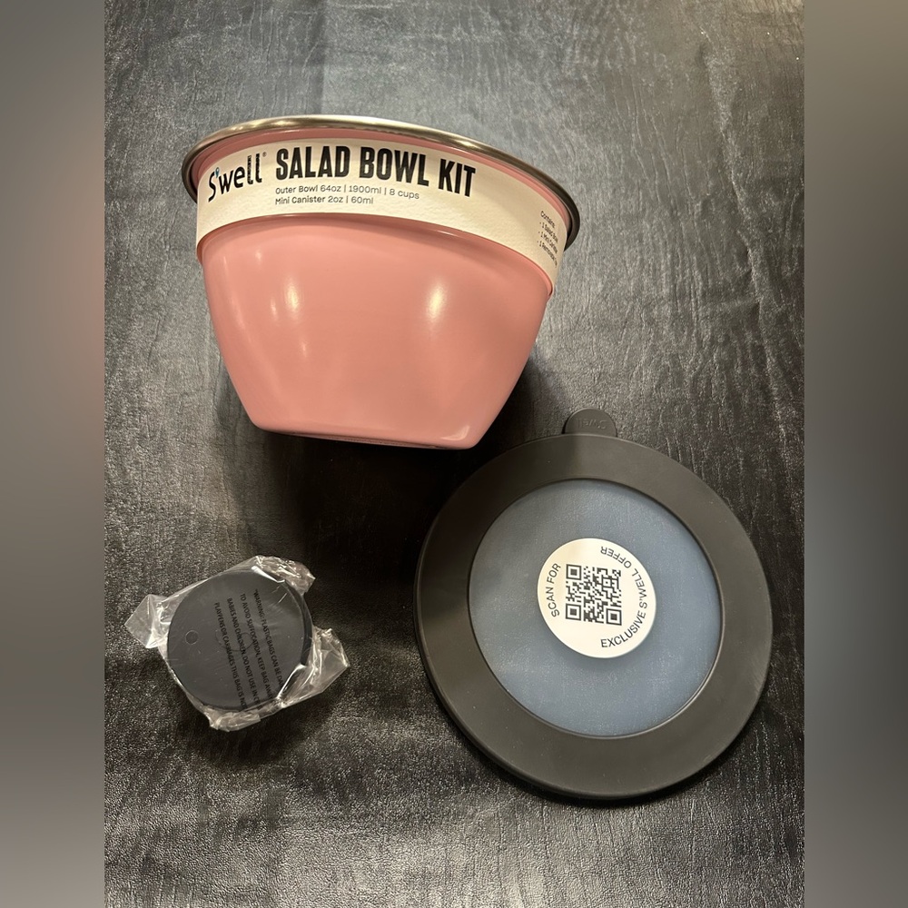 S'well Pink Bowl 64oz with Silver Tray and Condiment Container BRAND NEW 🆕